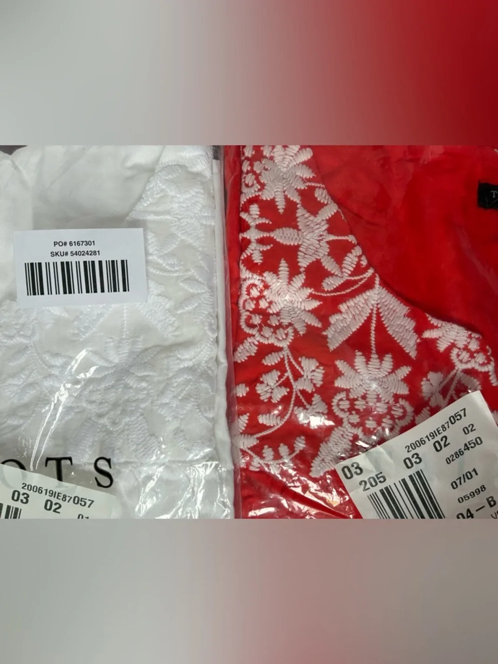 Lot of 2 NWT Talbots Shell Tunics with White Floral Embroidery Red and White 3XP - Picture 8 of 16